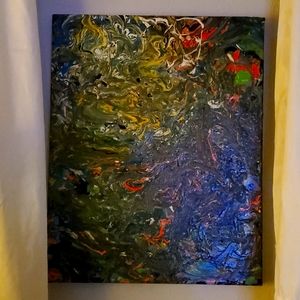 Resin dirty pour on canvas